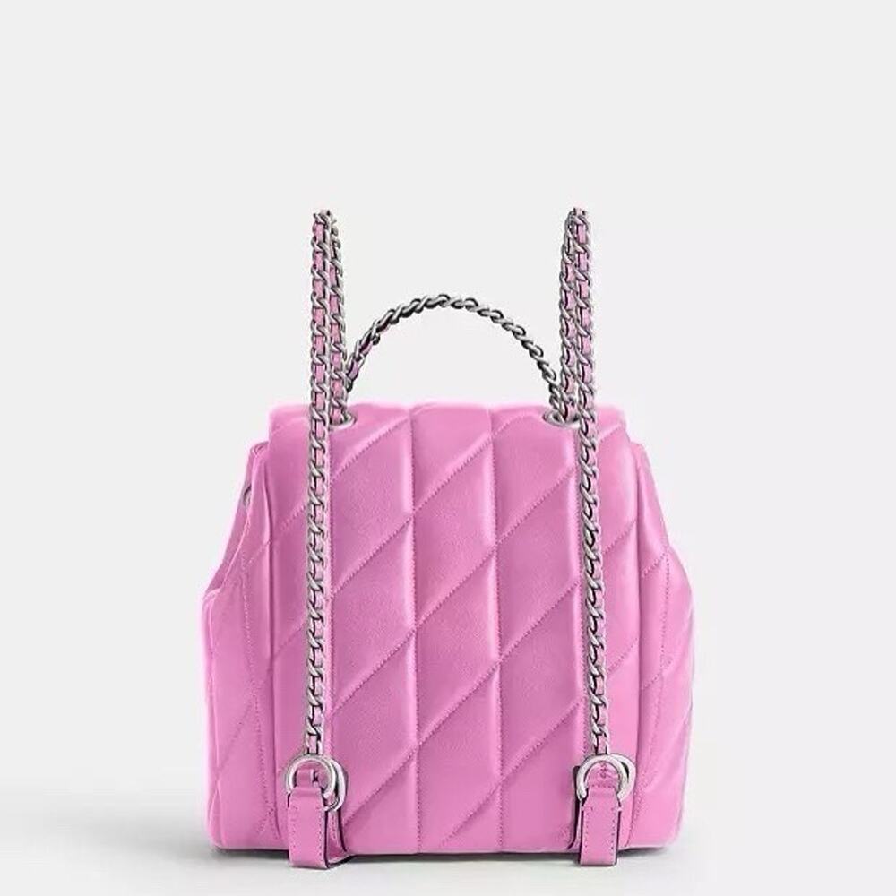NWT Coach Tabby Backpack Pillow Quilting in Silver/Fuschia Nappa Leather CU076 - Picture 14 of 16